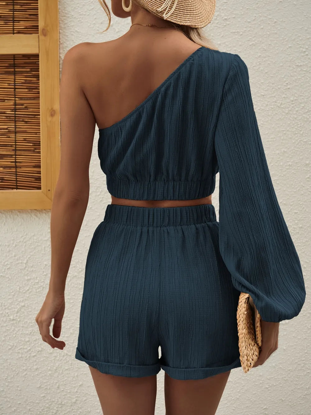 Conjunto de Top y Pantalones Cortos Asimétrico para Mujer