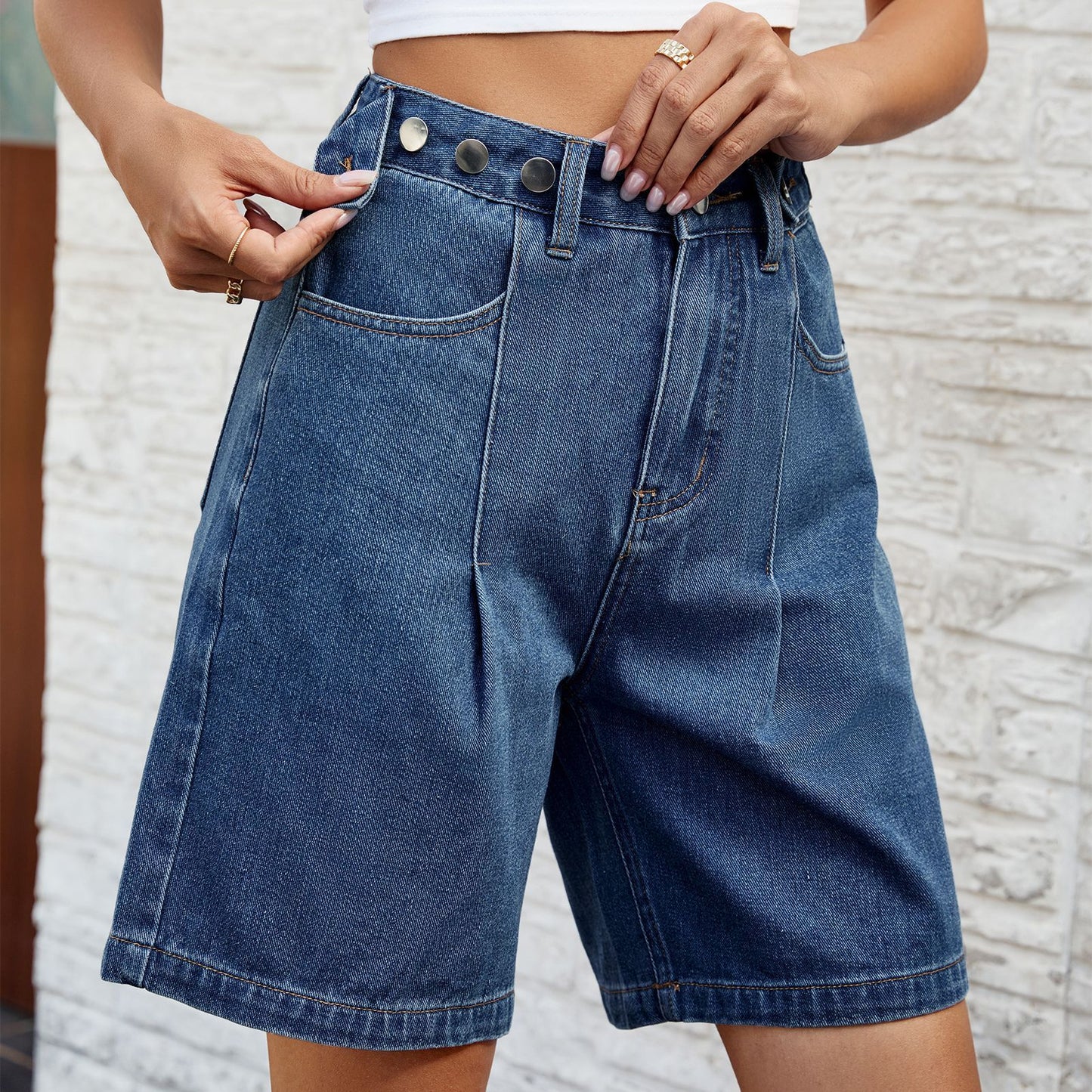 Bermuda en jean à taille ajustable – Les essentiels de l'été
