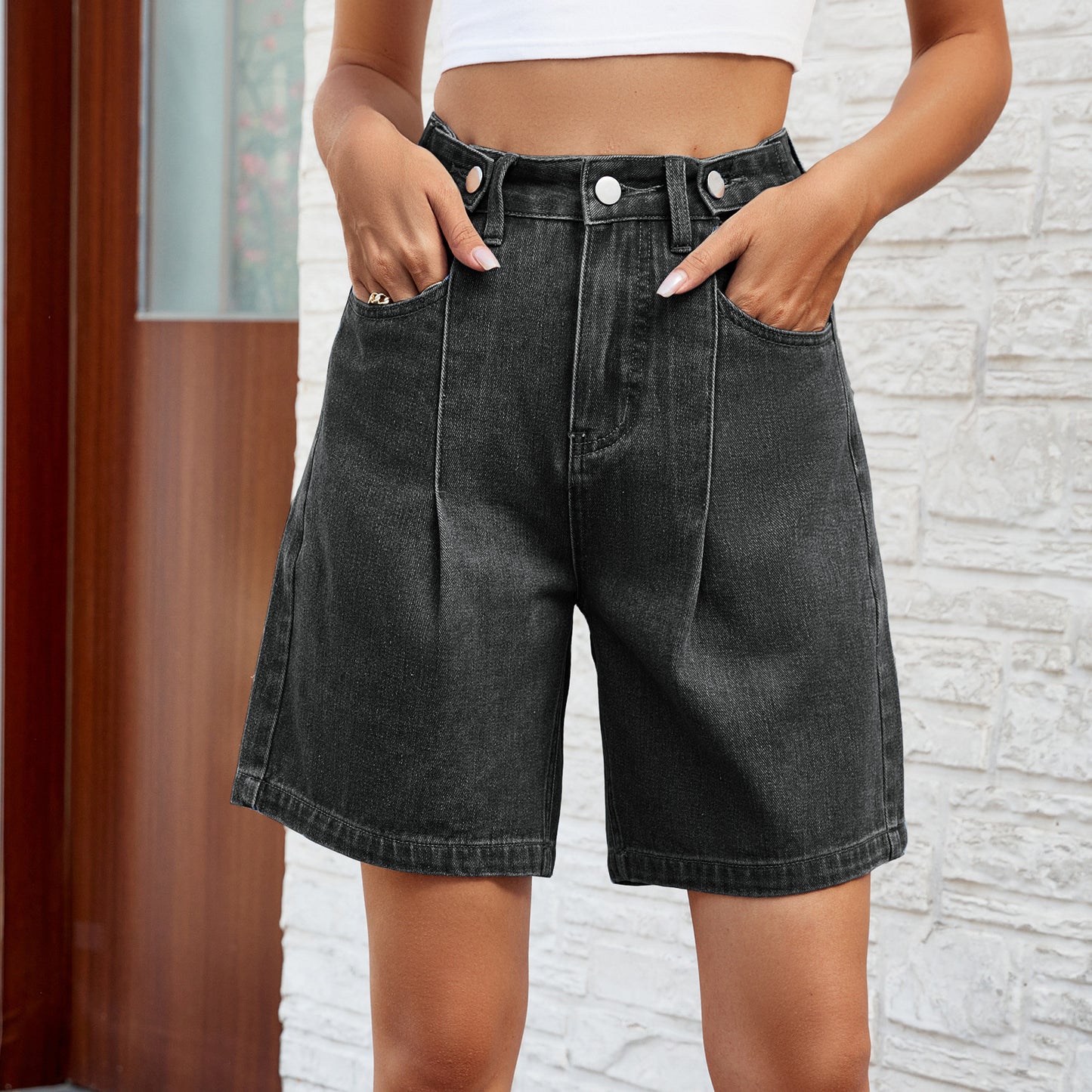 Bermuda en jean à taille ajustable – Les essentiels de l'été