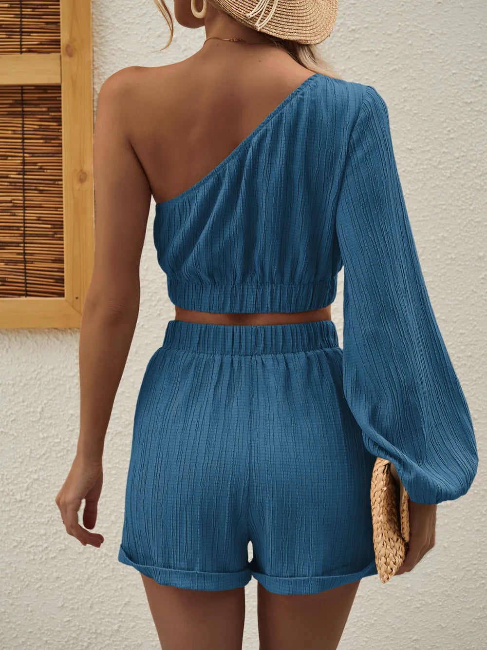 Conjunto de Top y Pantalones Cortos Asimétrico para Mujer