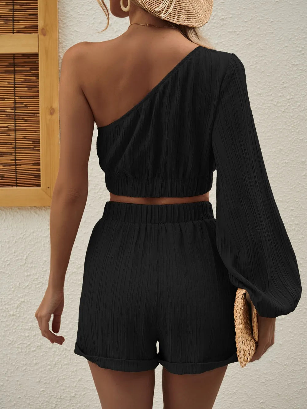 Conjunto de Top y Pantalones Cortos Asimétrico para Mujer