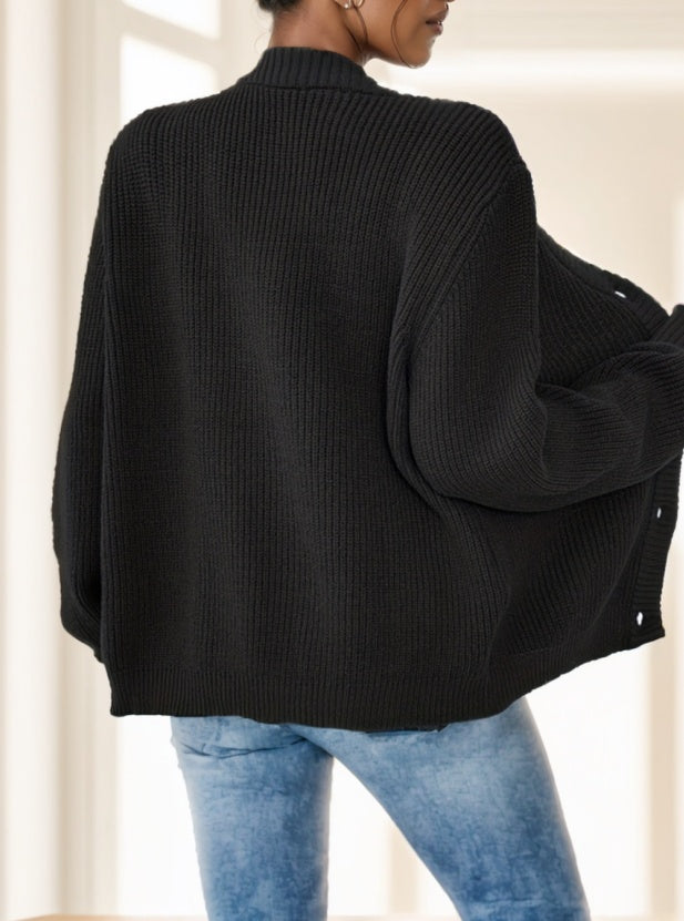 Cardigan tricoté – Style surdimensionné, fermeture à boutons, doux et confortable