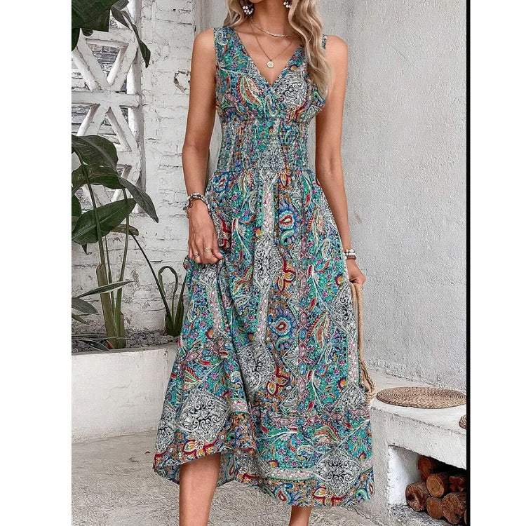 Robe bohème sans manches pour femme – Taille haute, tendance actuelle