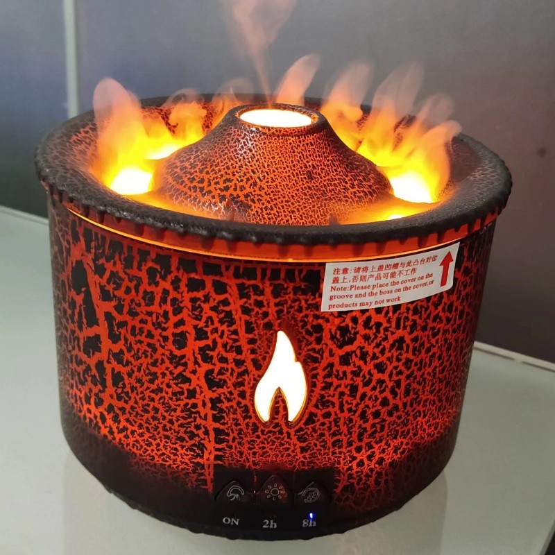 Diffuseur d'huiles essentielles et humidificateur à ultrasons — Motif volcan et méduses