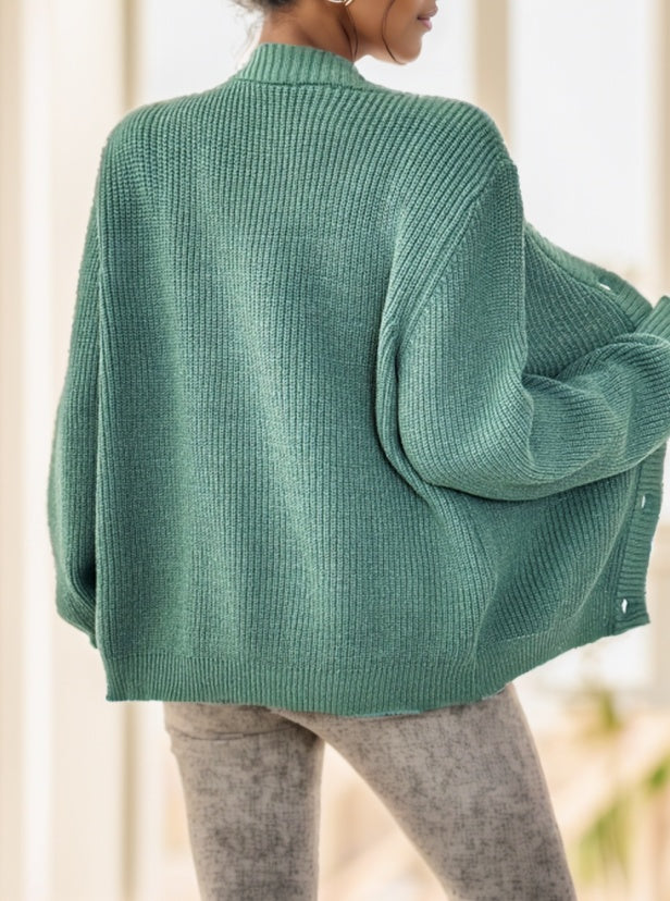 Cardigan tricoté – Style surdimensionné, fermeture à boutons, doux et confortable