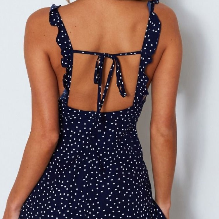 Vestido de verano con tirantes y estampado de lunares – Moda fresca y femenina