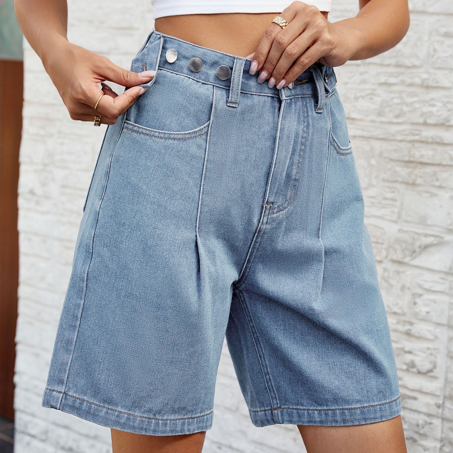 Bermuda en jean à taille ajustable – Les essentiels de l'été