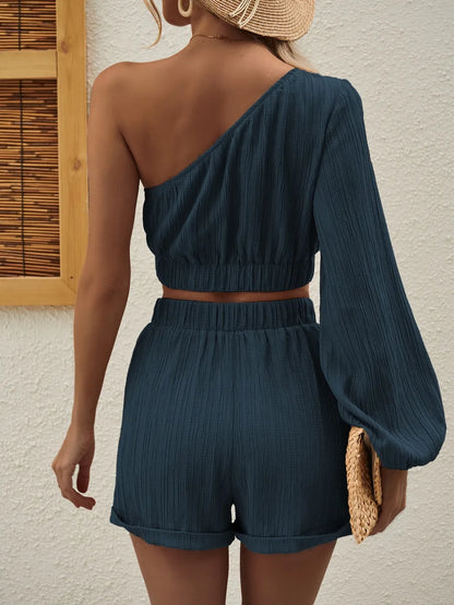 Conjunto de Top y Pantalones Cortos Asimétrico para Mujer