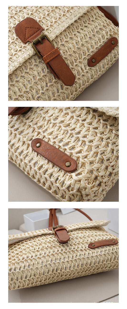 Bolso bandolera de paja de viaje