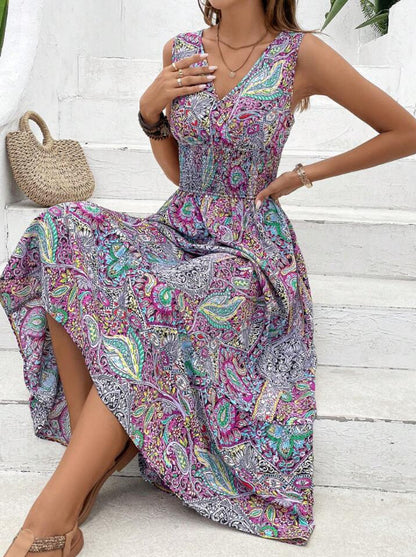 Robe bohème sans manches pour femme – Taille haute, tendance actuelle