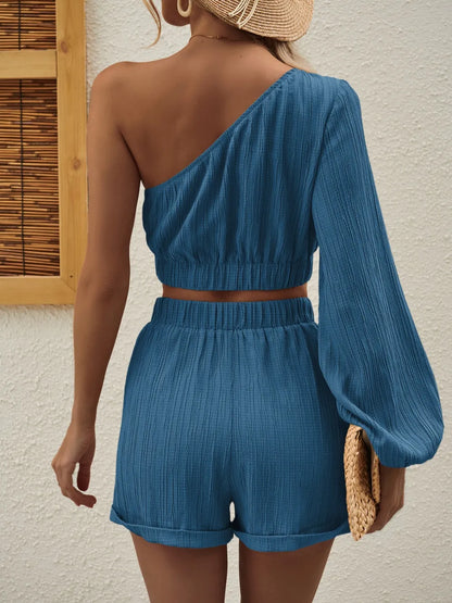 Conjunto de Top y Pantalones Cortos Asimétrico para Mujer