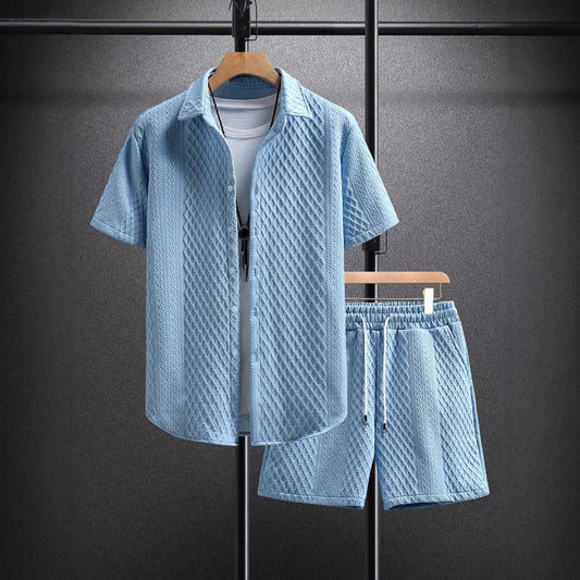 Conjunto Casual Para Hombre — Camisa de Manga Corta y Shorts