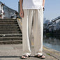 Pantalones Casuales de Algodón y Lino Para Hombre